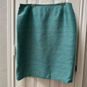 Kasper 18 Metallic Teal Boucle Tweed Skirt